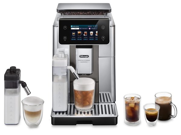 DE-LONGHI PrimaDonna Aromatic ECAM630.75.TSM automata kávéfőző tejtartállyal, titánium