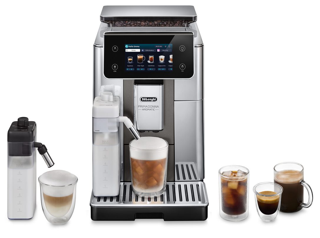 DE-LONGHI PrimaDonna Aromatic ECAM630.75.TSM automata kávéfőző tejtartállyal, titánium