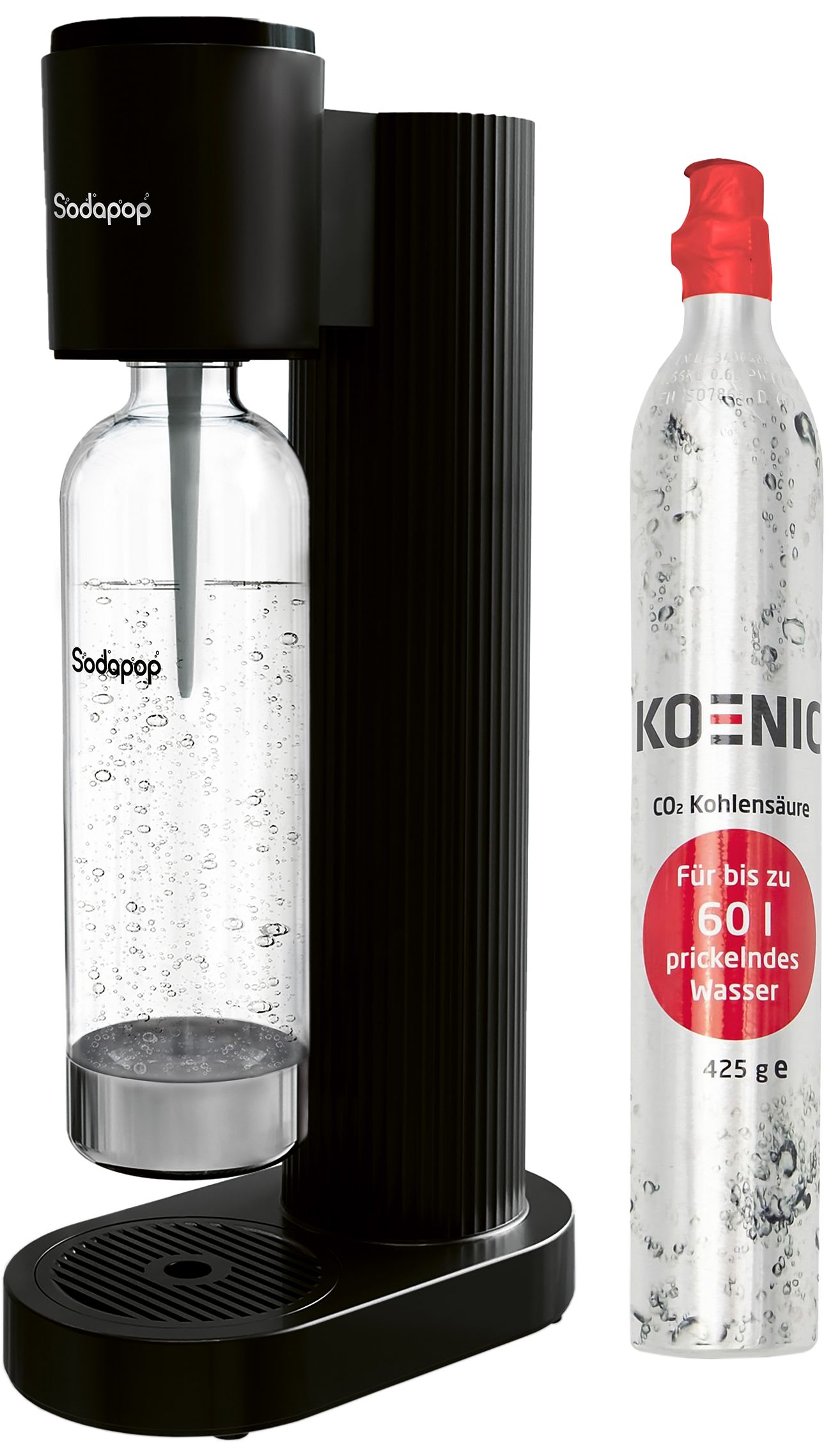 MYSODAPOP Sodapop COOPER fekete szódagép palackkal és CO2 patronnal