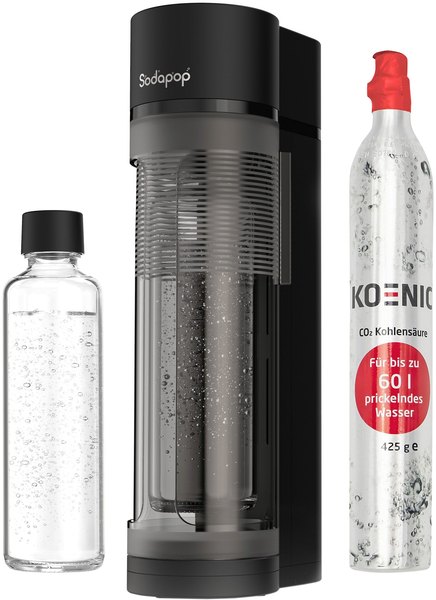MYSODAPOP Sodapop LOGAN fekete szódagép 850 ml-es üveg palackkal és CO2 patronnal
