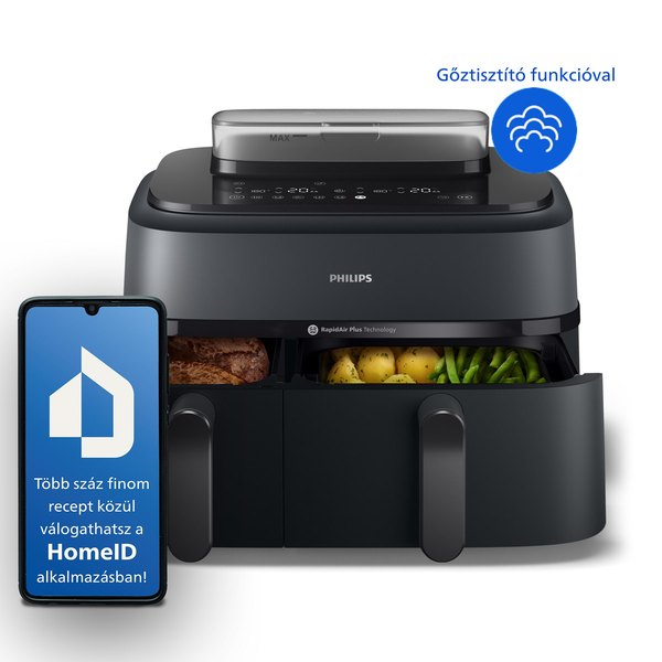 PHILIPS 5000 Series NA550/00 SteamFry+ 9 literes, dupla kosaras Airfryer gőzfunkcióval