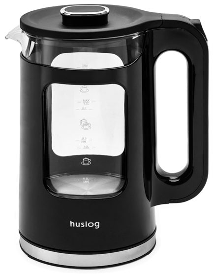 HUSLOG OWN000056 duplafalú üveg vízforraló LED világítással, 1,7 l, 2200 W