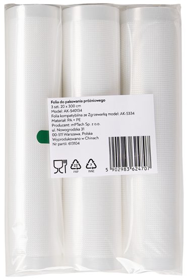 HUSLOG KAT00112 vákuumfólia, 3 tekercs, 20 × 300 cm