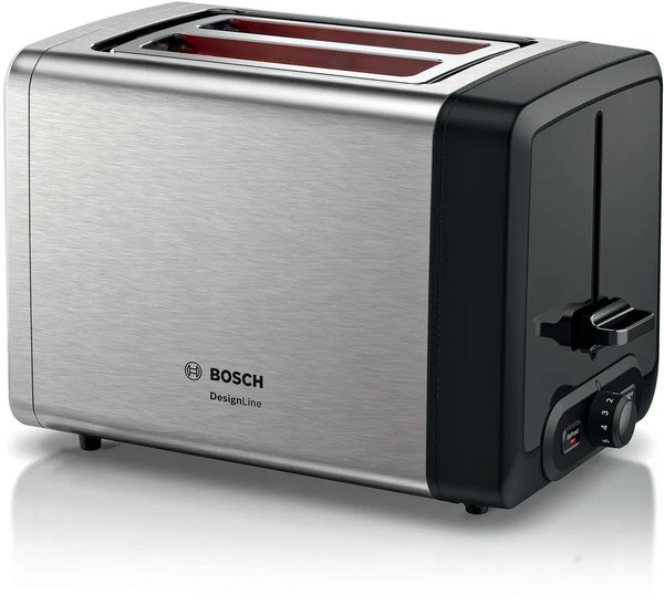 BOSCH TAT4P420 DesignLine kétrekeszes kenyérpirító, 970 W, fémházas
