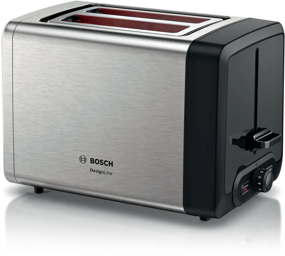 BOSCH TAT4P420 DesignLine kétrekeszes kenyérpirító, 970 W, fémházas