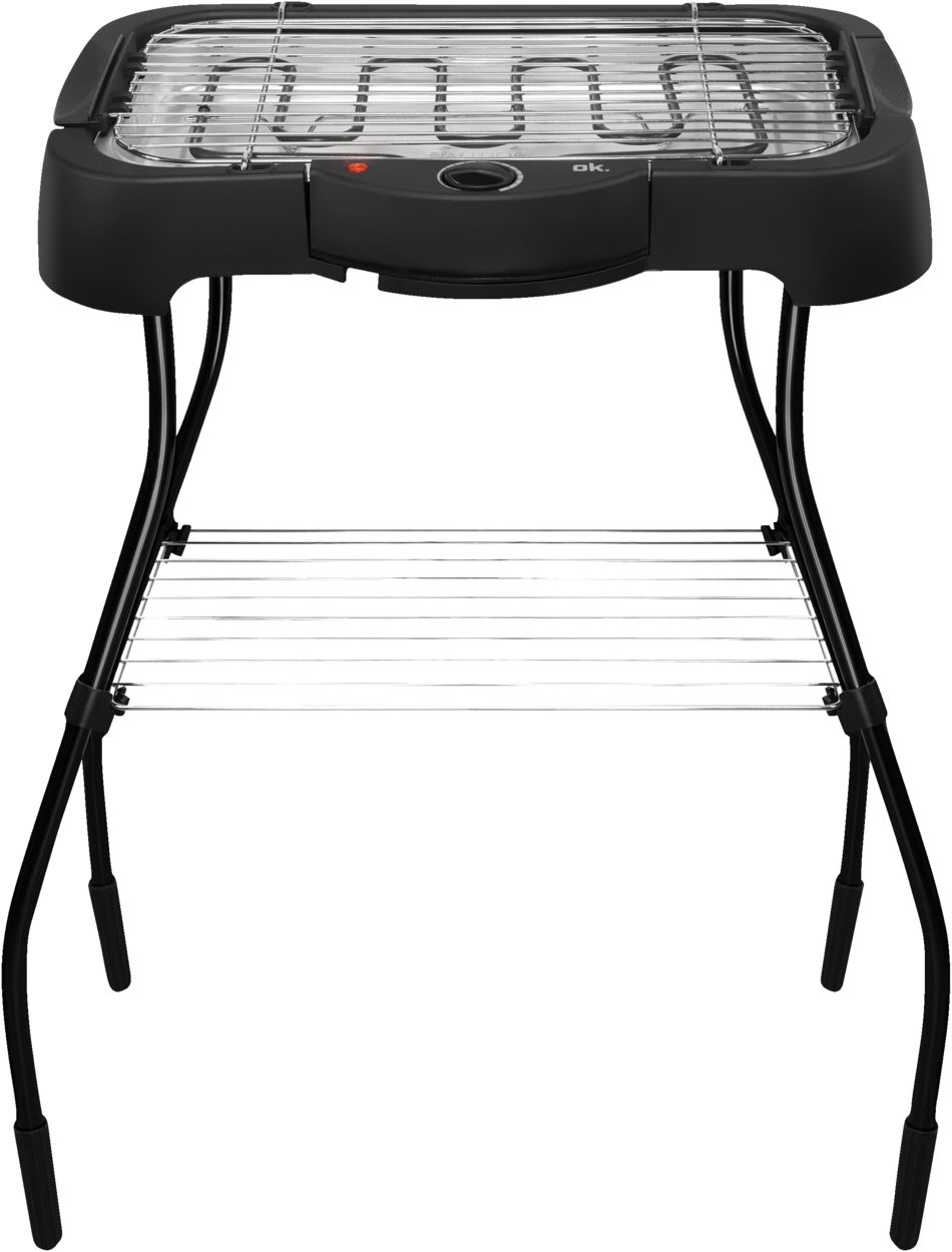 OK. OSG 3210 álló elektromos grill állítható termosztáttal, fekete