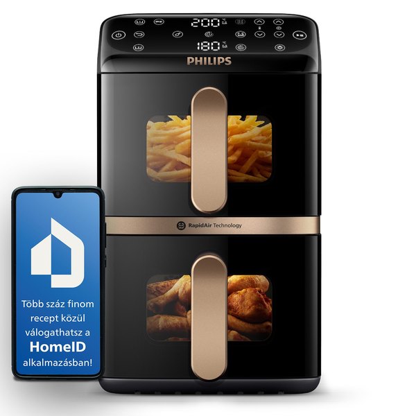 PHILIPS 4000 Series NA462/70 10 l-es emeletes, dupla kosaras forrólevegős sütő